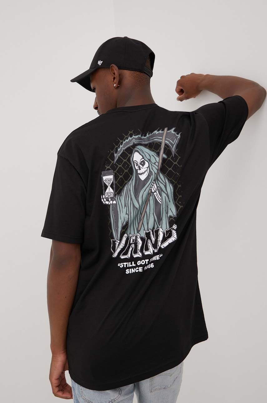 Vans t-shirt bawełniany kolor czarny z nadrukiem