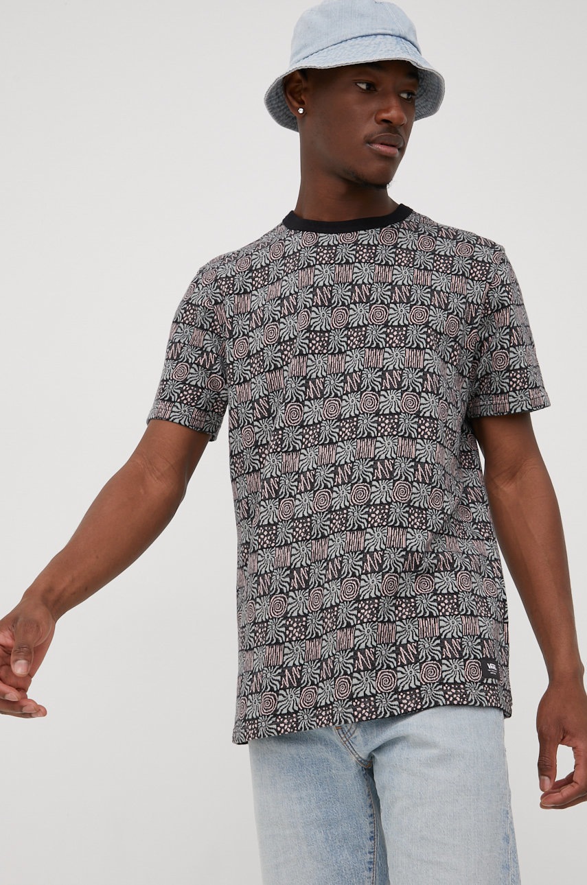 Vans t-shirt bawełniany kolor czarny wzorzysty