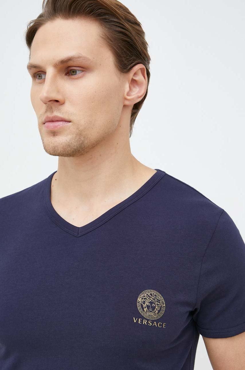 

Тениска Versace в тъмносиньо с принт, Тъмносин