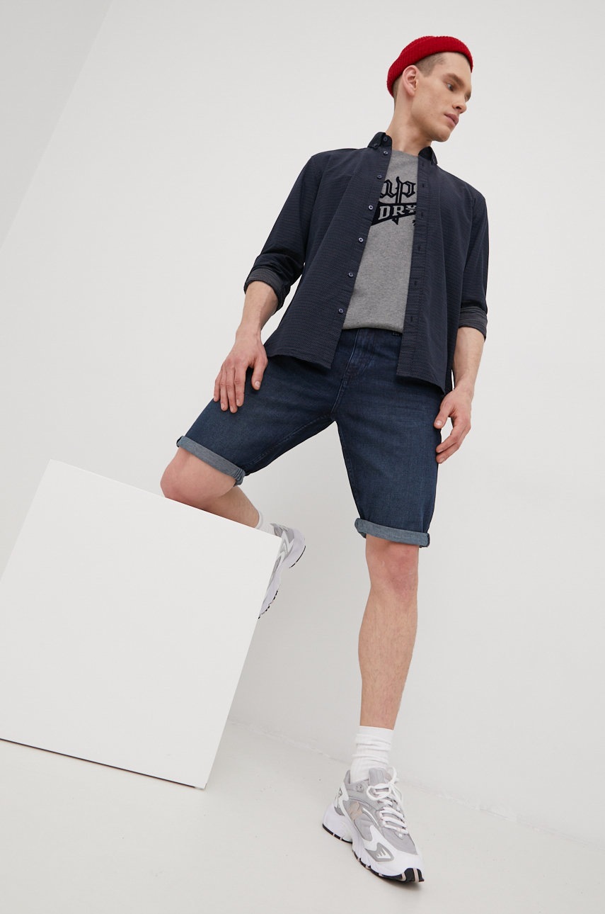 

Футболка Superdry мужской цвет серый с принтом