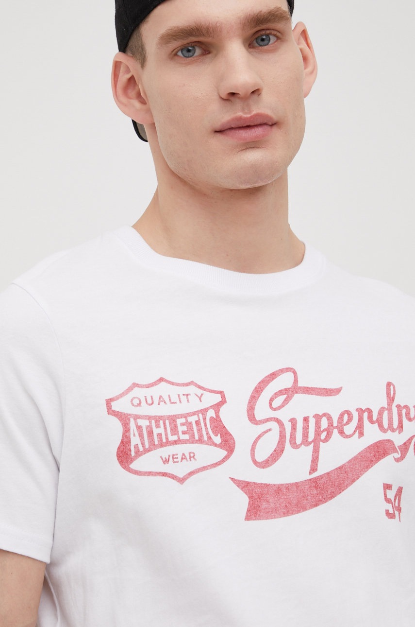 

Хлопковая футболка Superdry цвет белый с принтом