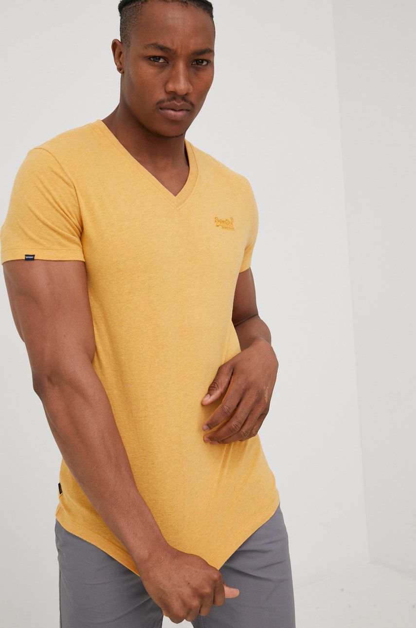 Superdry tricou din bumbac culoarea galben, melanj answear.ro imagine noua