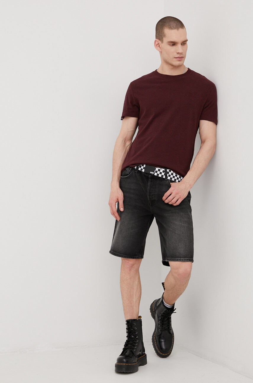 

Хлопковая футболка Superdry цвет бордовый меланж