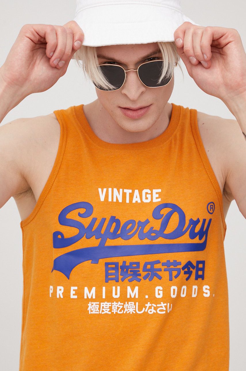 Superdry tricou barbati, culoarea portocaliu 2023 ❤️ Pret Super answear imagine noua 2022