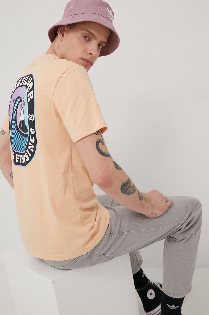 Quiksilver tricou din bumbac culoarea portocaliu, cu imprimeu answear.ro imagine noua