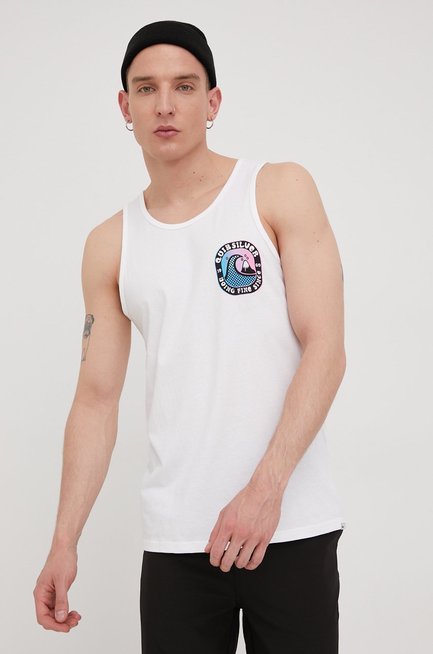 

Памучна тениска Quiksilver в бяло, Бял