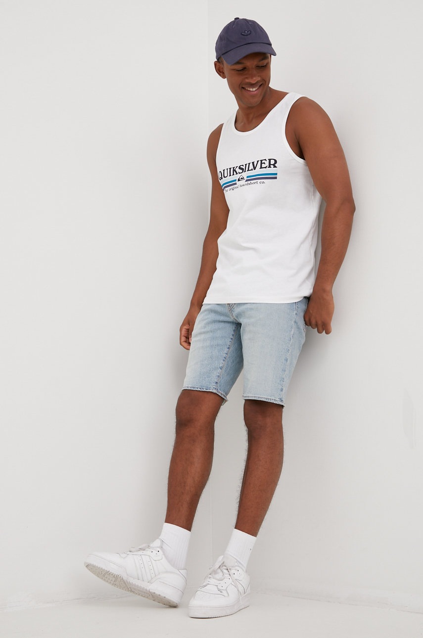 

Памучна тениска Quiksilver в бяло, Бял