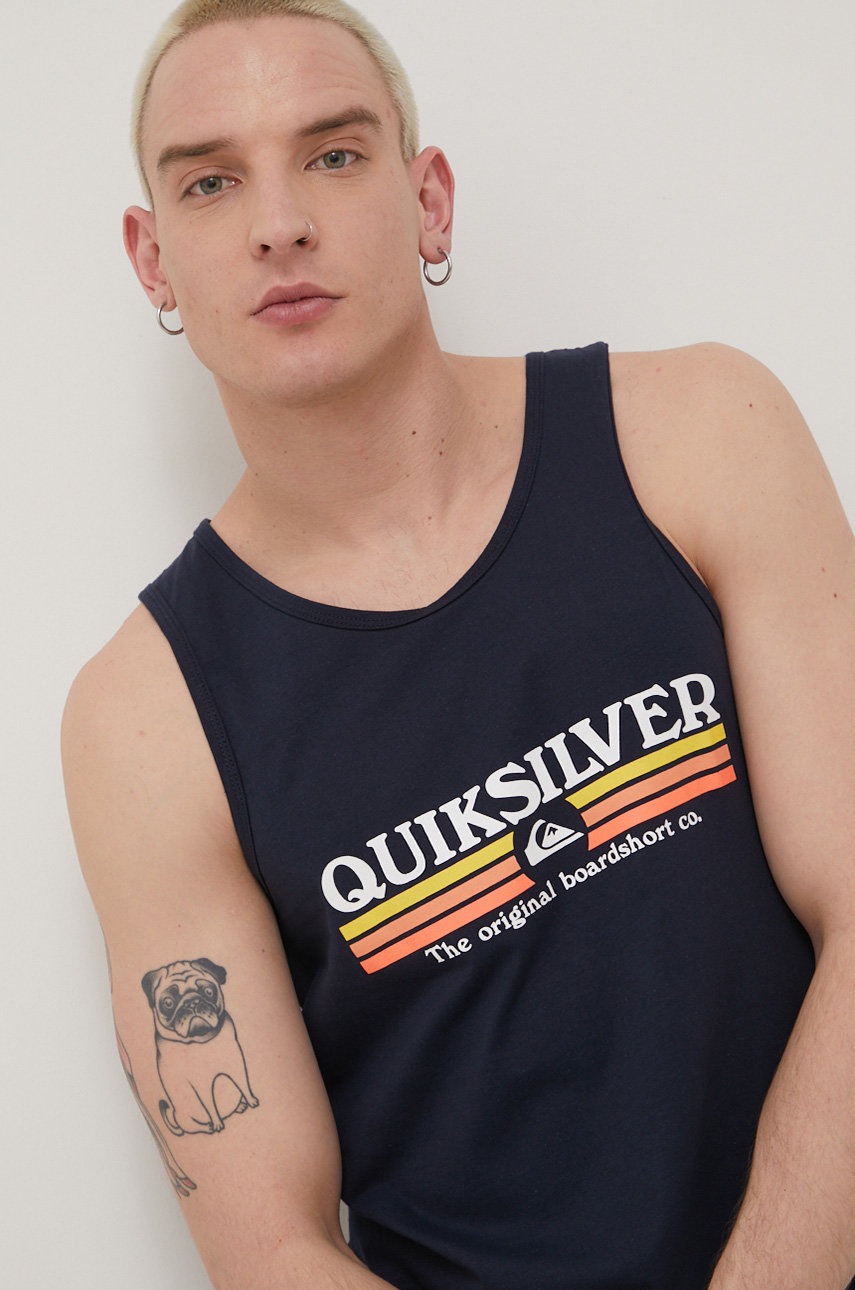 

Памучна тениска Quiksilver в тъмносиньо, Тъмносин