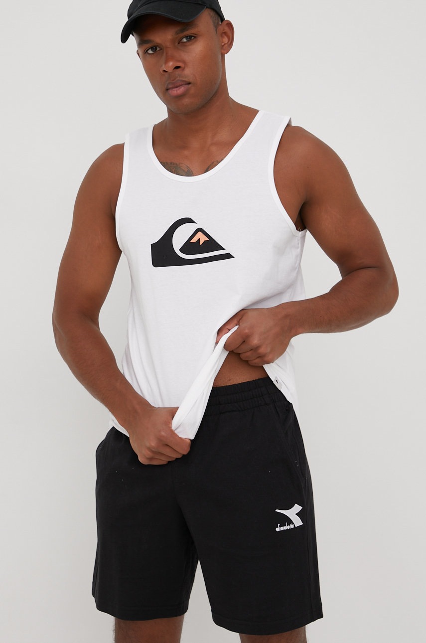 

Памучна тениска Quiksilver в бяло, Бял