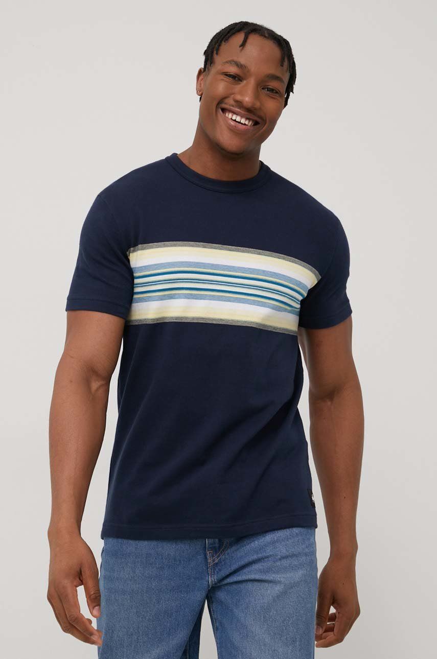 Levně Bavlněné tričko Quiksilver tmavomodrá barva, vzorovaný