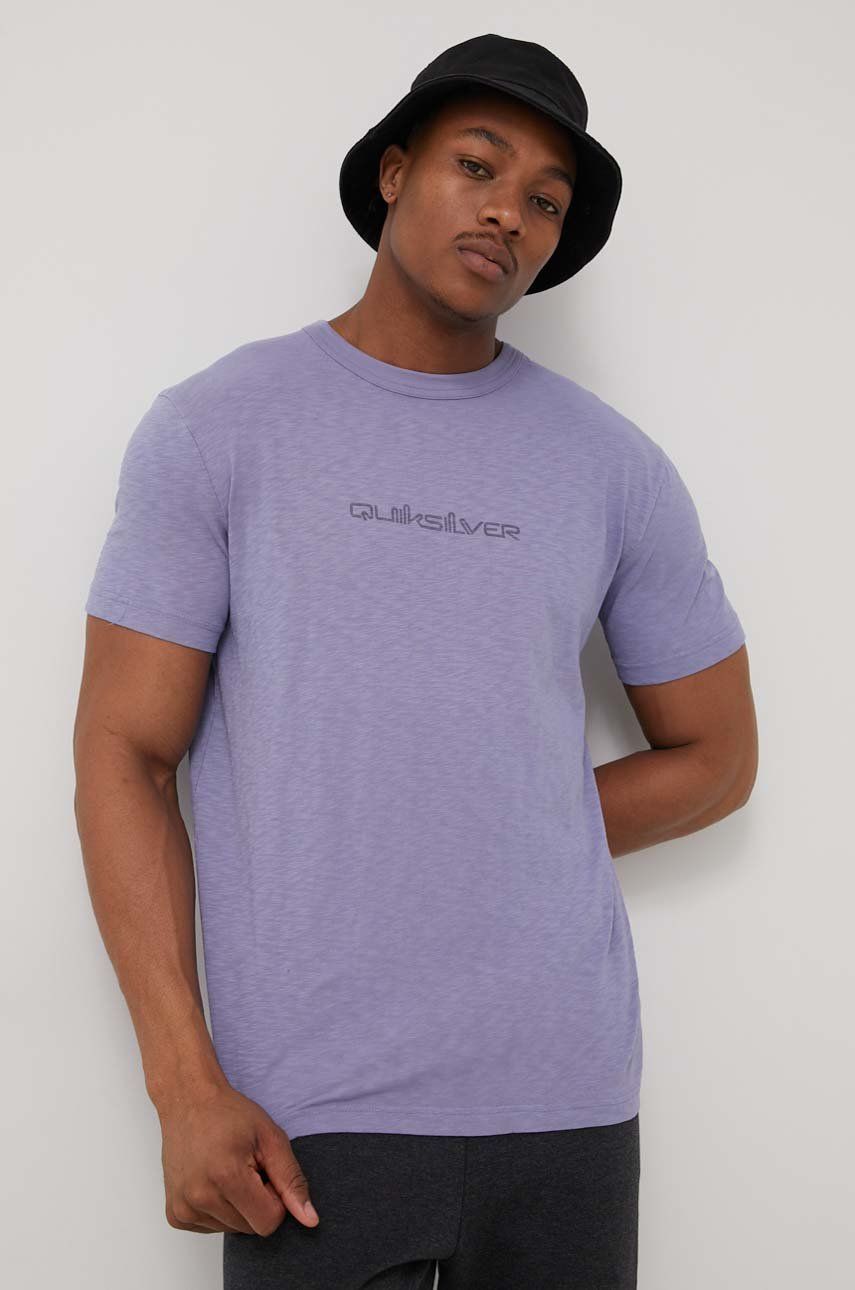 Quiksilver tricou din bumbac culoarea violet, cu imprimeu