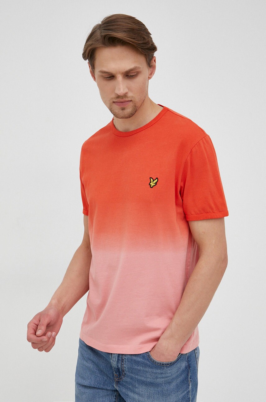 

Хлопковая футболка Lyle & Scott цвет оранжевый однотонный