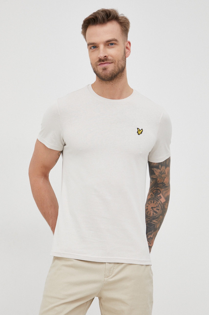 

Памучна тениска Lyle & Scott в сиво с изчистен дизайн, Сив