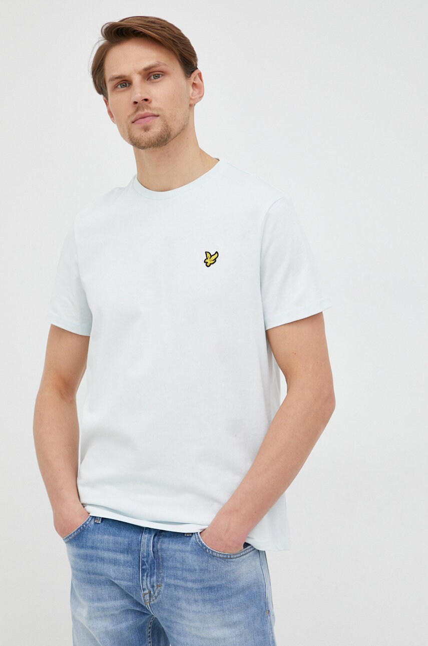 Lyle & scott tricou din bumbac culoarea turcoaz, neted
