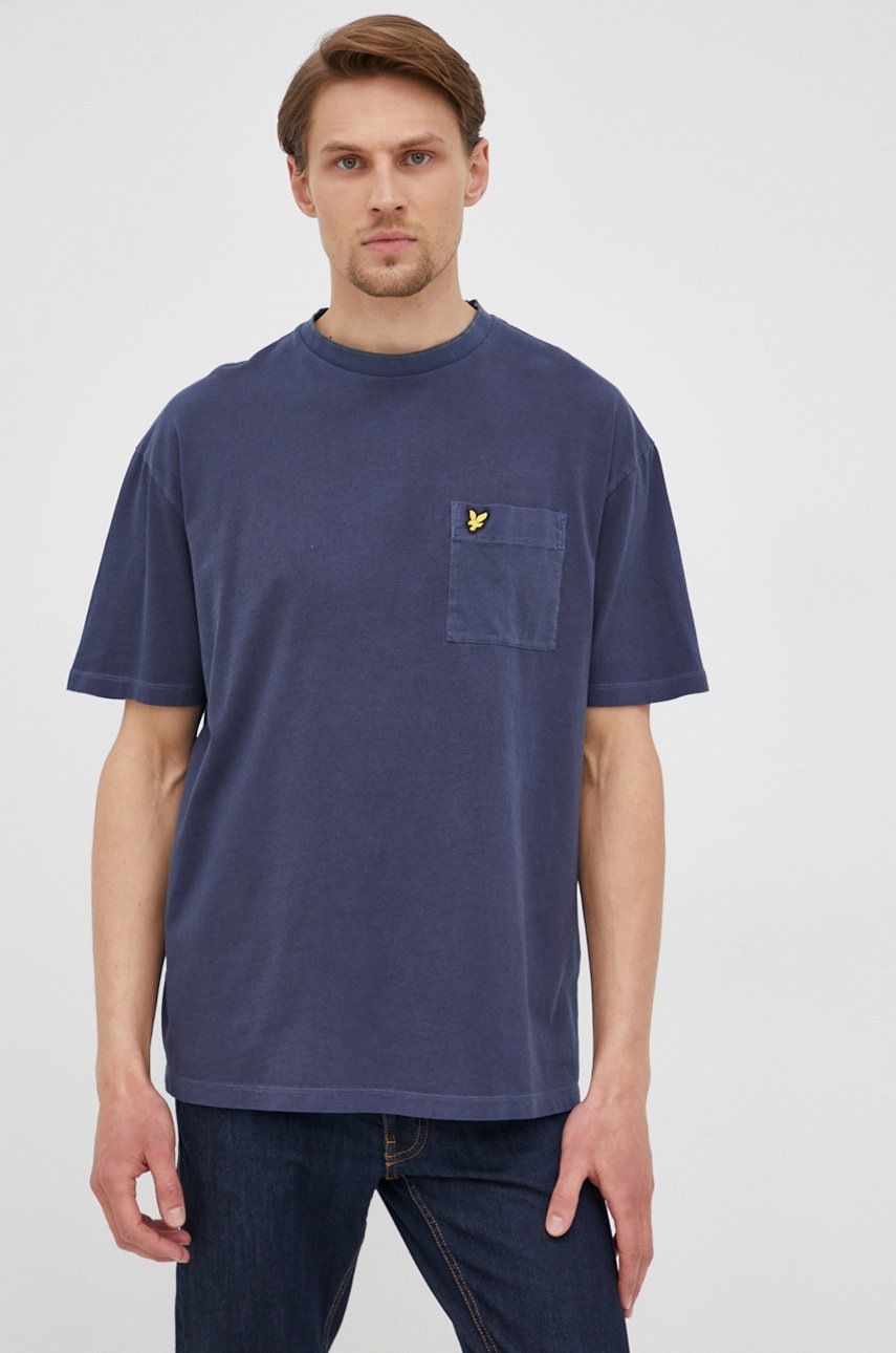 

Памучна тениска Lyle & Scott в тъмносиньо с изчистен дизайн, Тъмносин