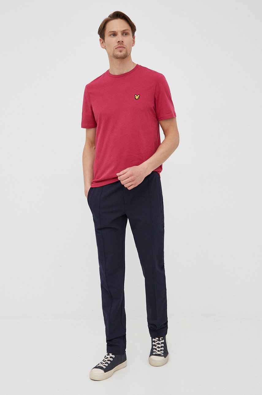 

Футболка Lyle & Scott чоловічий колір рожевий однотонний