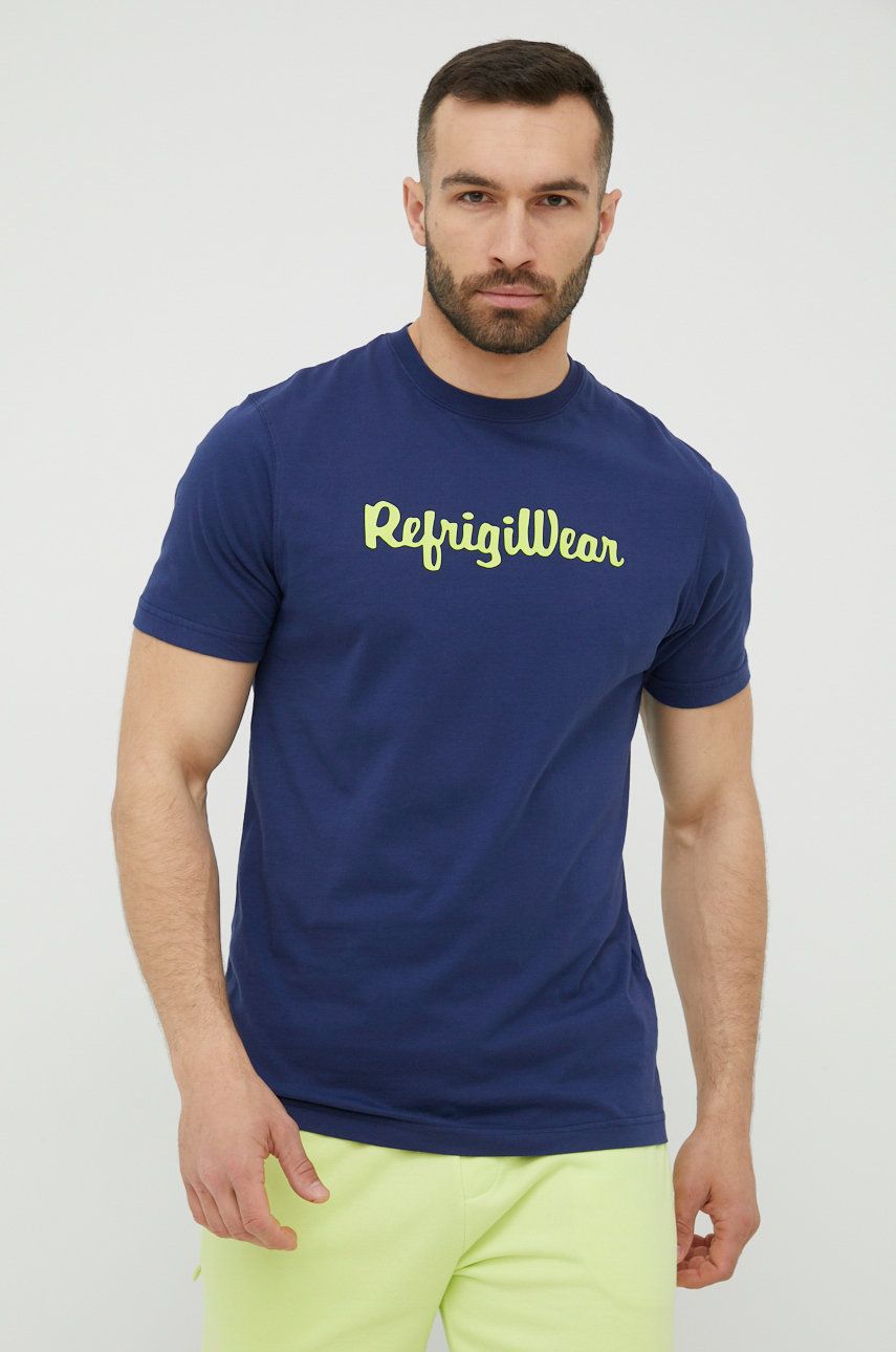 RefrigiWear tricou din bumbac culoarea albastru marin, cu imprimeu answear.ro