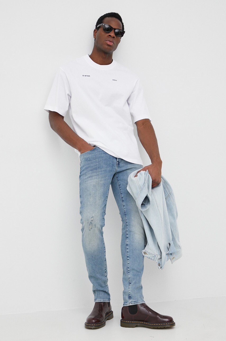 

Бавовняна футболка G-Star Raw колір білий однотонний