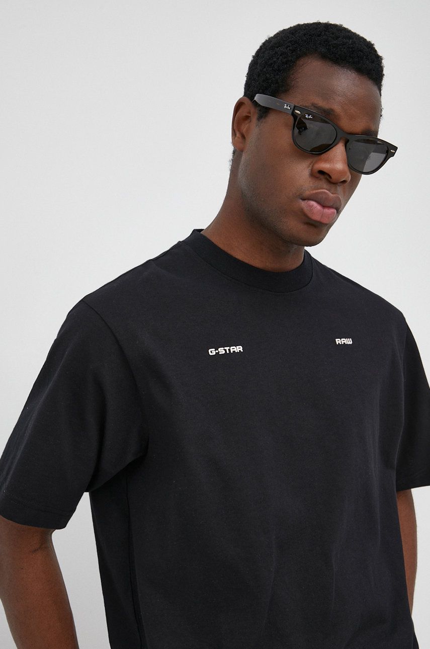 G-Star Raw t-shirt bawełniany D21188.4561 kolor czarny gładki