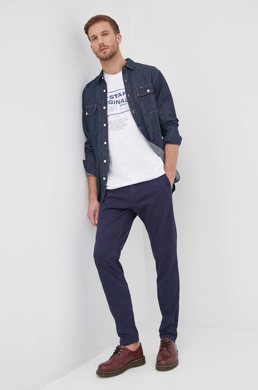 

Хлопковая футболка G-Star Raw цвет белый с принтом