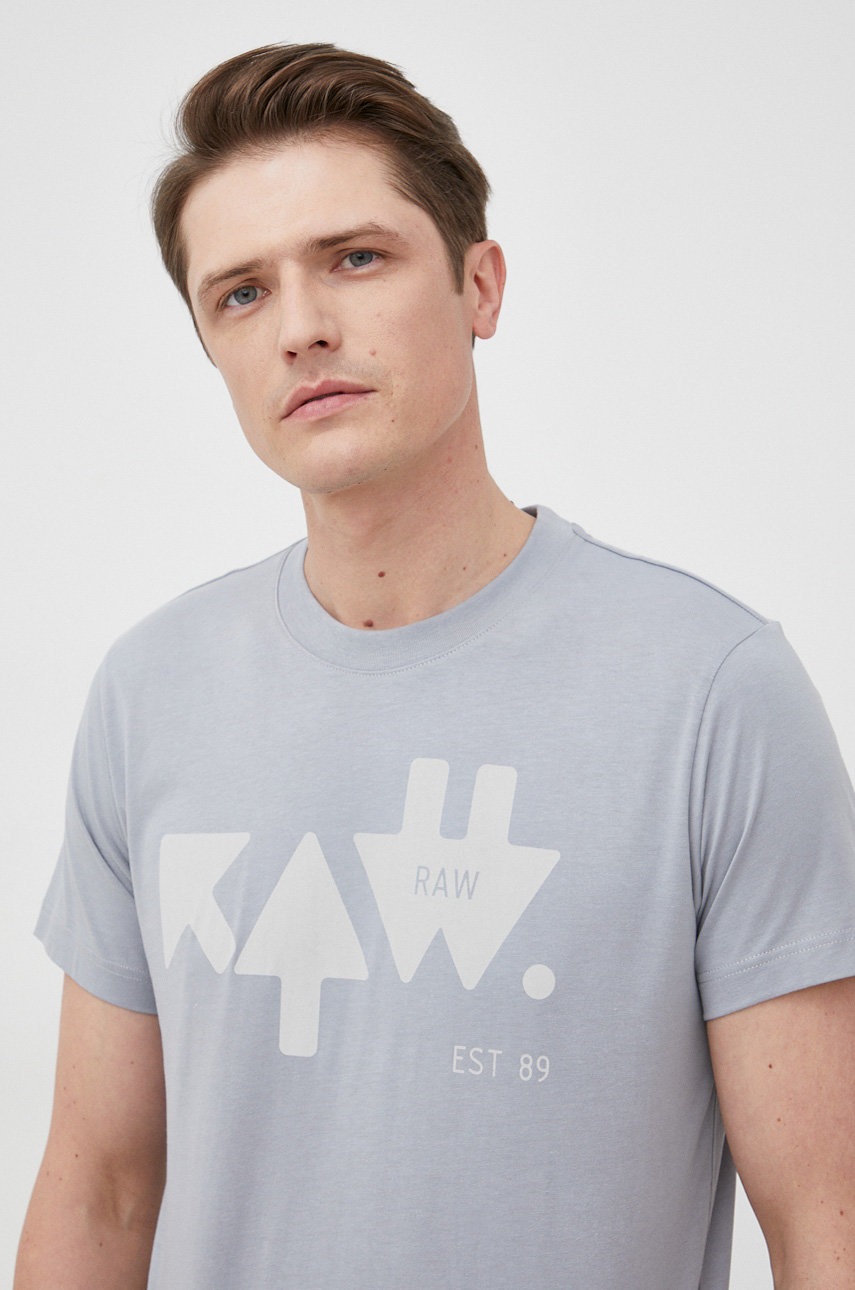 

Памучна тениска G-Star Raw в сиво с принт, Сив