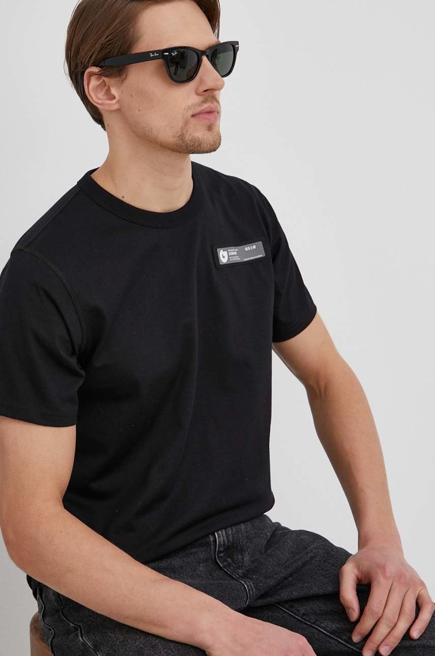 

Памучна тениска G-Star Raw в черно с апликация, Черен