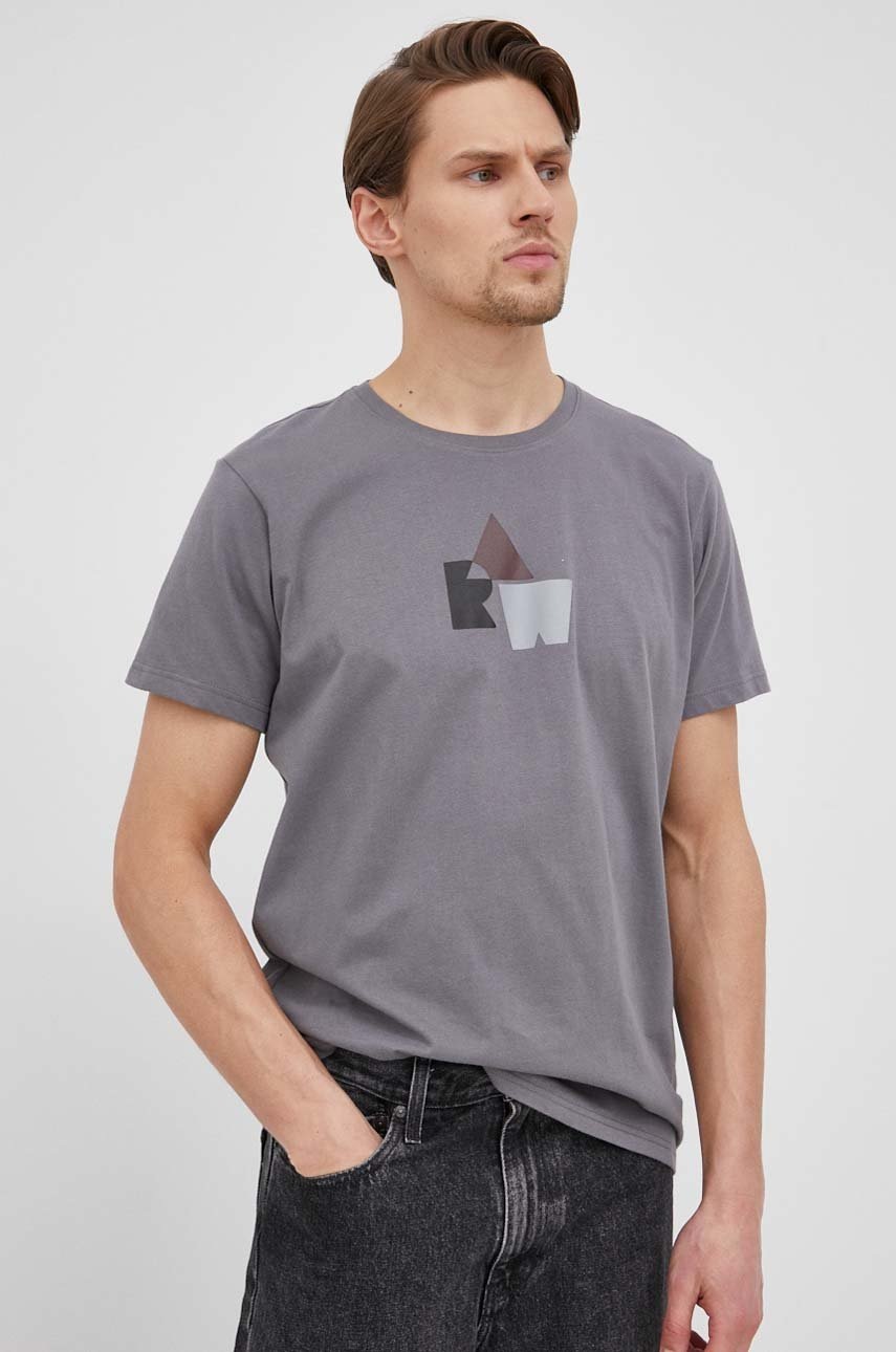 

Памучна тениска G-Star Raw в сиво с принт, Сив