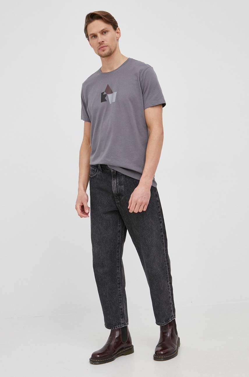 

Бавовняна футболка G-Star Raw колір сірий з принтом