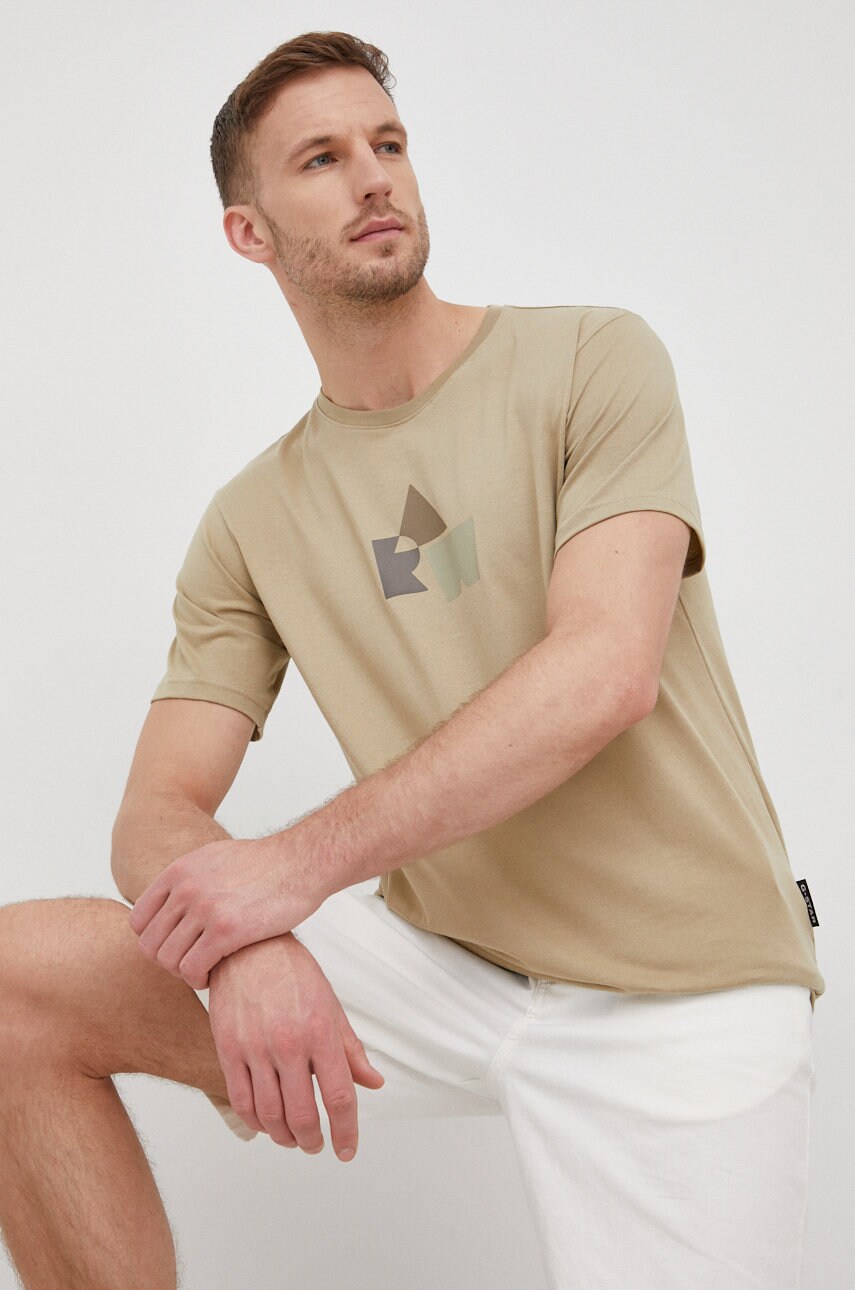 

Памучна тениска G-Star Raw в бежово с принт, Зелен