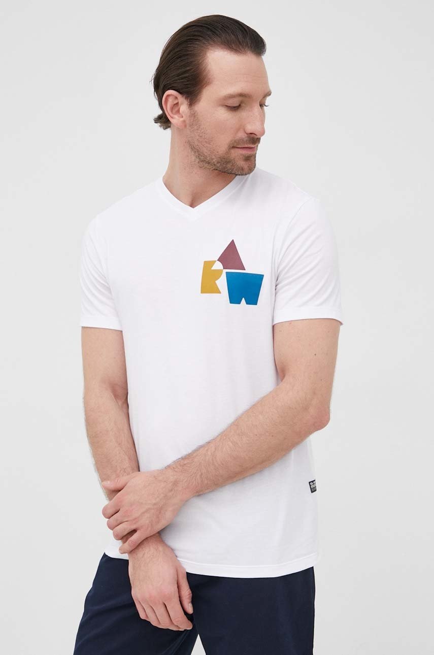 

Памучна тениска G-Star Raw в бяло с принт, Бял