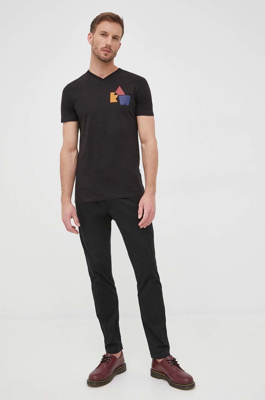 

Памучна тениска G-Star Raw в черно с принт, Черен