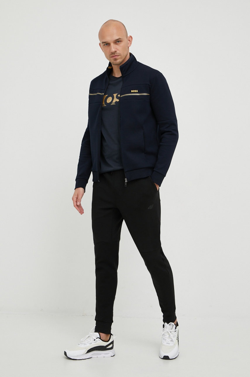 

Хлопковая футболка BOSS Boss Athleisure цвет синий с принтом