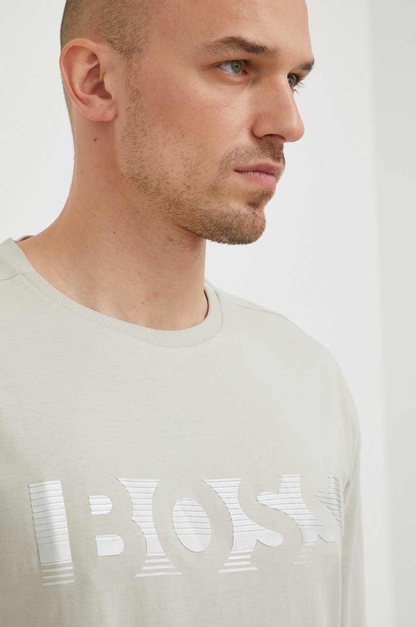 

Хлопковая футболка BOSS Boss Athleisure цвет бежевый с принтом