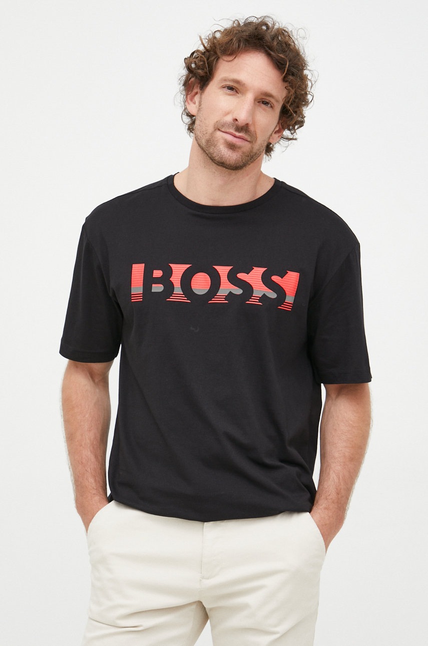 

Хлопковая футболка BOSS Boss Athleisure цвет чёрный с принтом