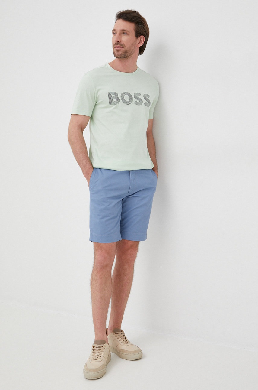 

Хлопковая футболка BOSS Boss Athleisure цвет зелёный с принтом