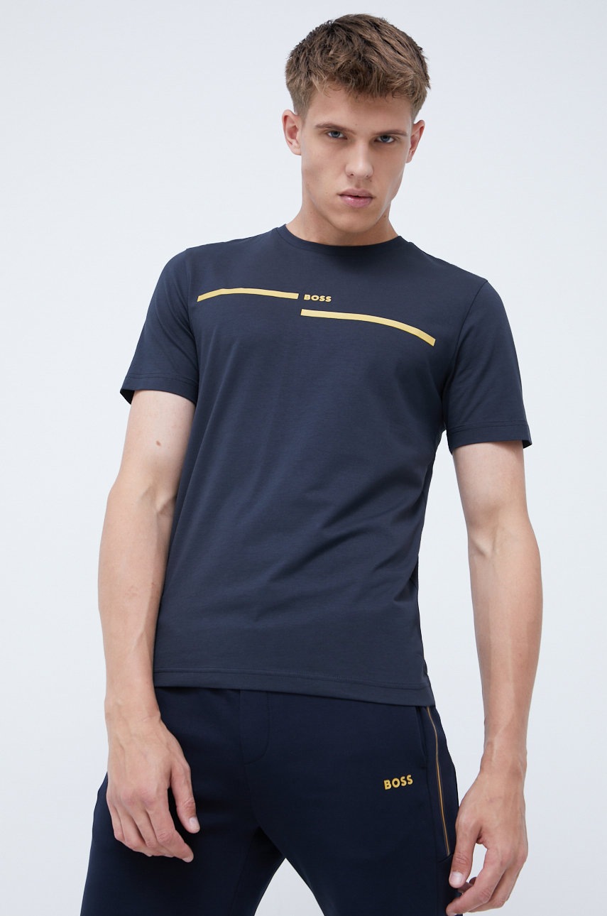 

Тениска BOSS Boss Athleisure в тъмносиньо с принт, Тъмносин