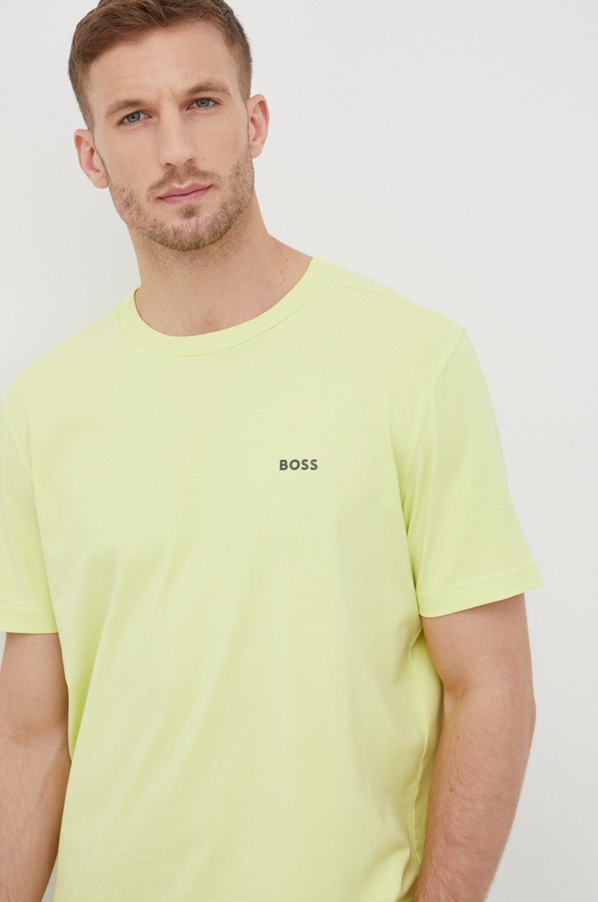 

Тениска BOSS Boss Athleisure в зелено с изчистен дизайн, Зелен