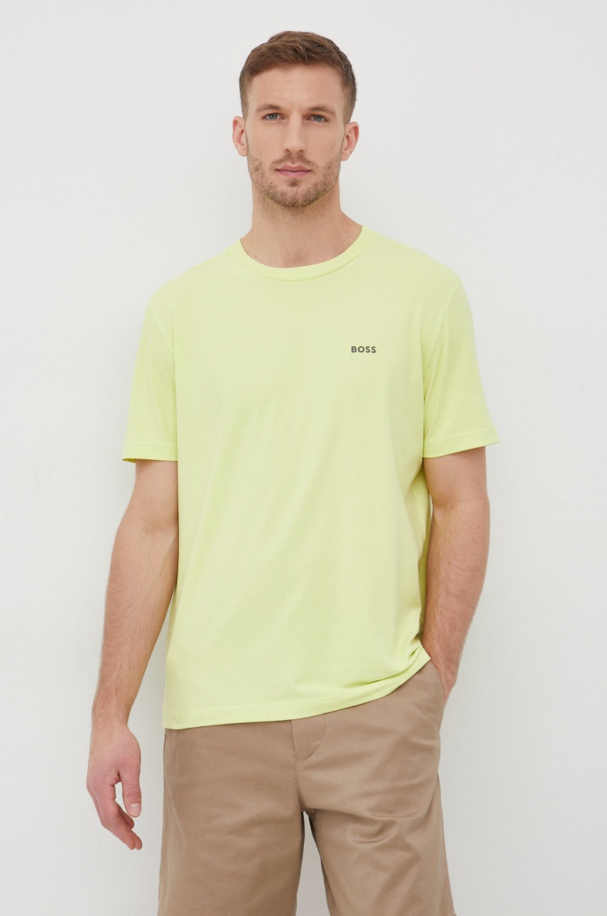 

Футболка BOSS Boss Athleisure мужская цвет зелёный однотонная