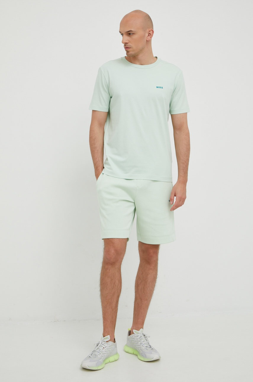 

Футболка BOSS Boss Athleisure мужская цвет зелёный однотонная