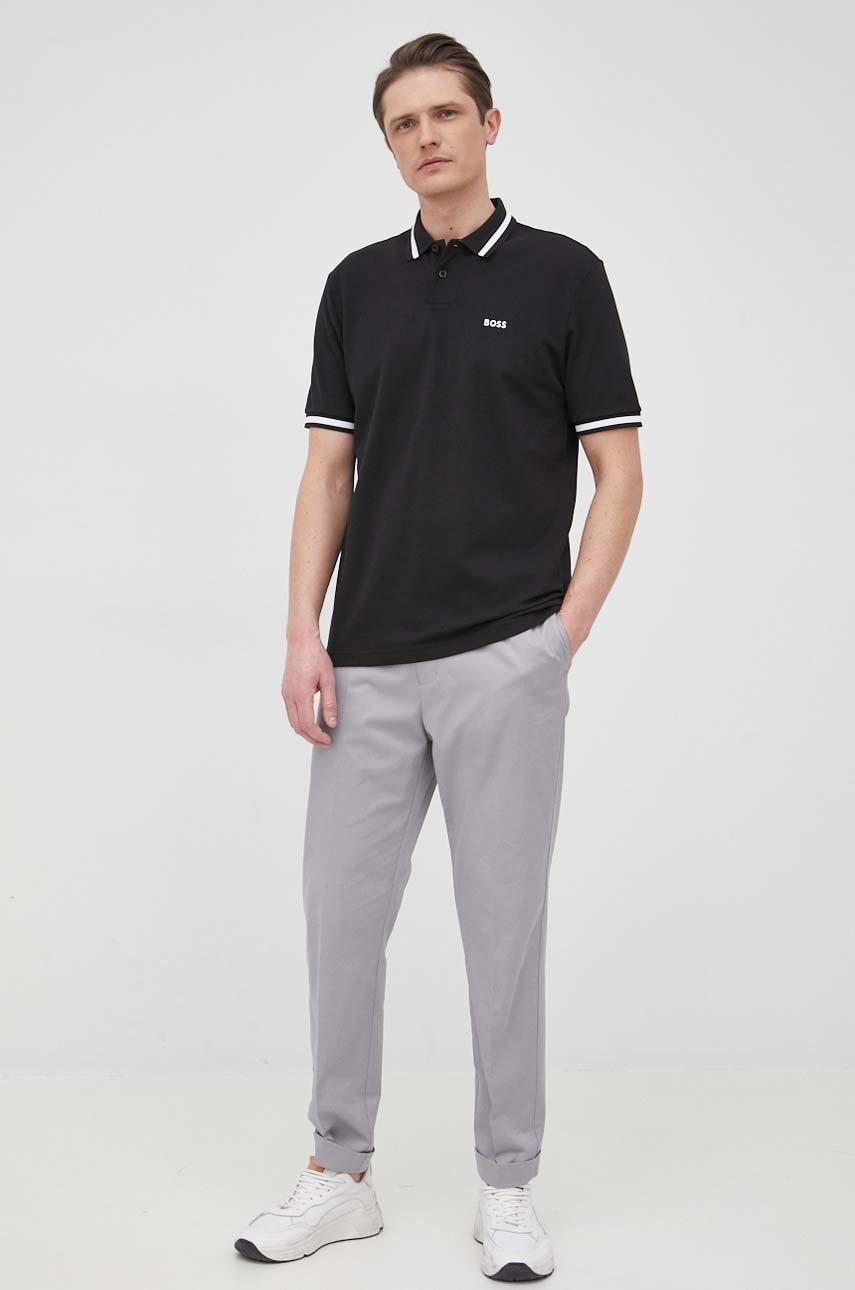 

Бавовняне поло BOSS Boss Athleisure колір чорний однотонне