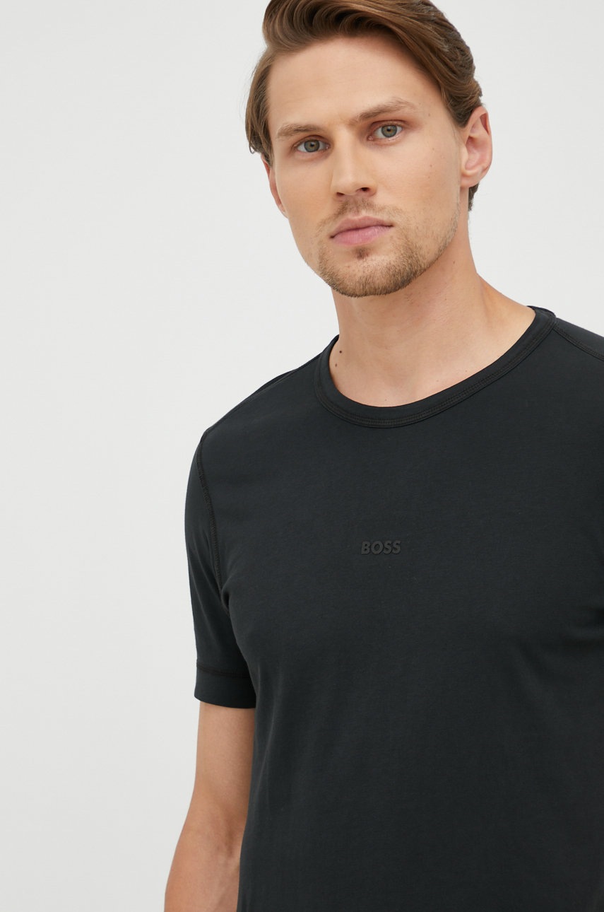 

Памучна тениска BOSS Boss Casual в черно с изчистен дизайн, Черен