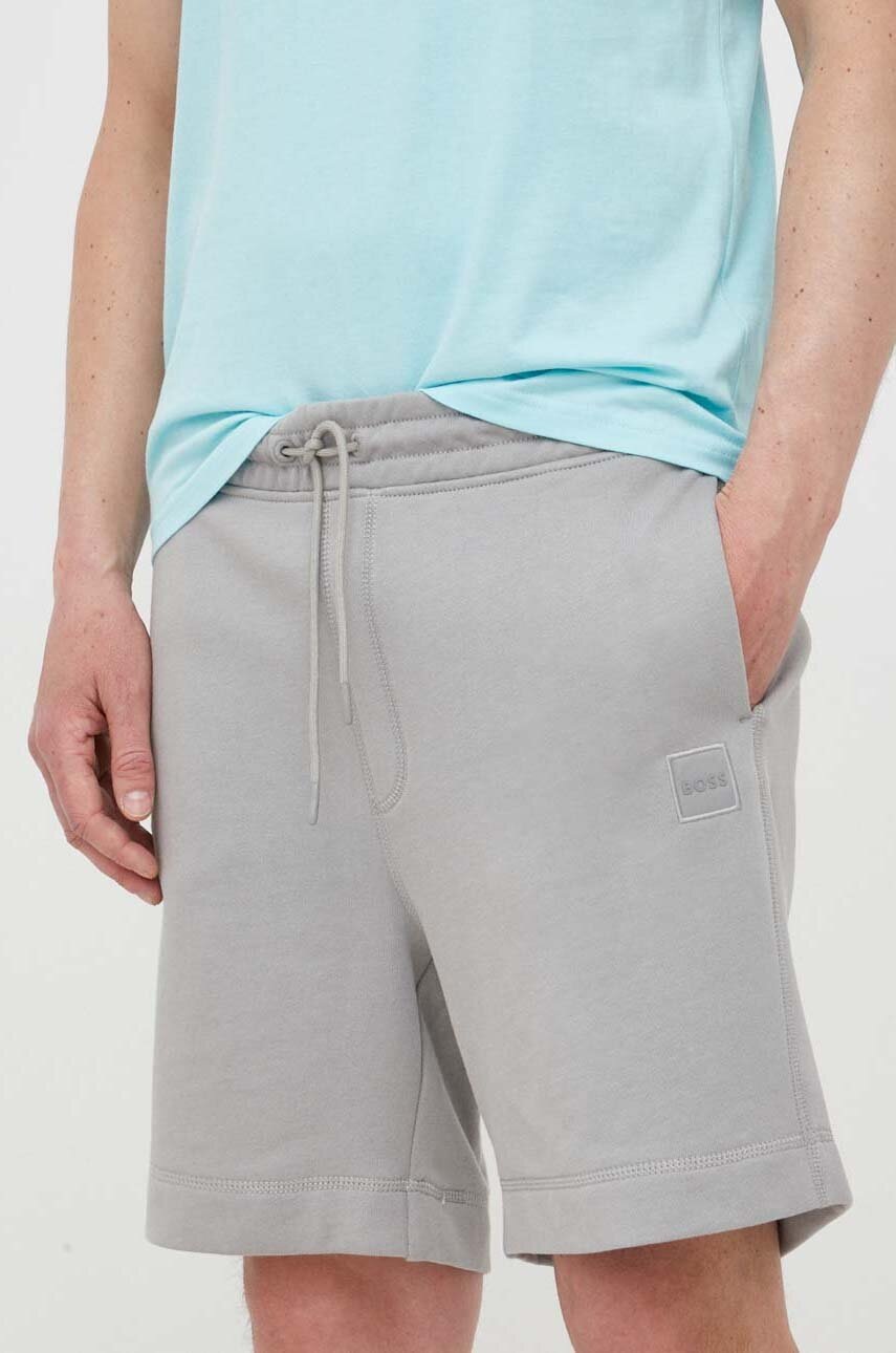 

Хлопковые шорты BOSS BOSS CASUAL мужские цвет серый