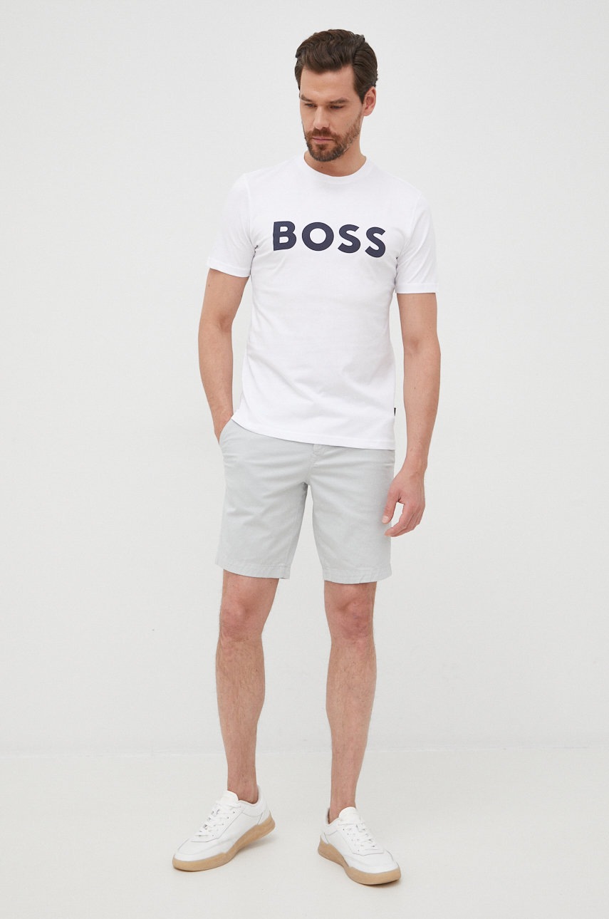 

Хлопковая футболка BOSS Boss Casual цвет белый с принтом