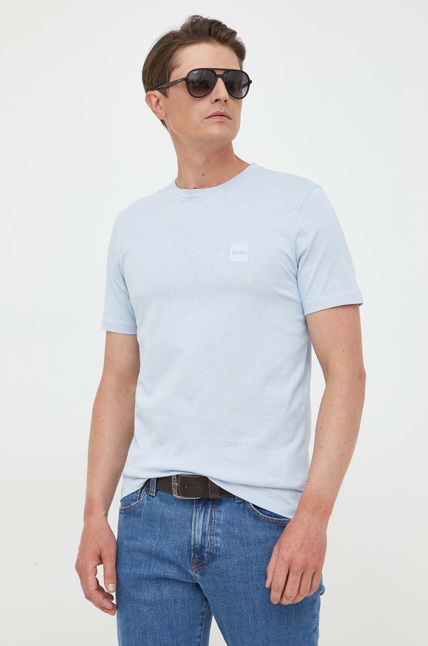 

Хлопковая футболка BOSS BOSS CASUAL цвет чёрный однотонная