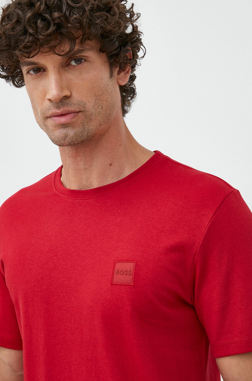 BOSS tricou din bumbac Boss Casual culoarea rosu, cu imprimeu answear.ro imagine noua