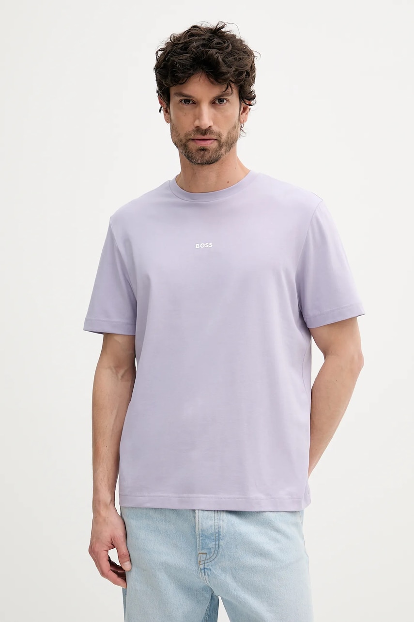 BOSS tricou BOSS ORANGE barbati, culoarea violet, cu imprimeu, 50473278
