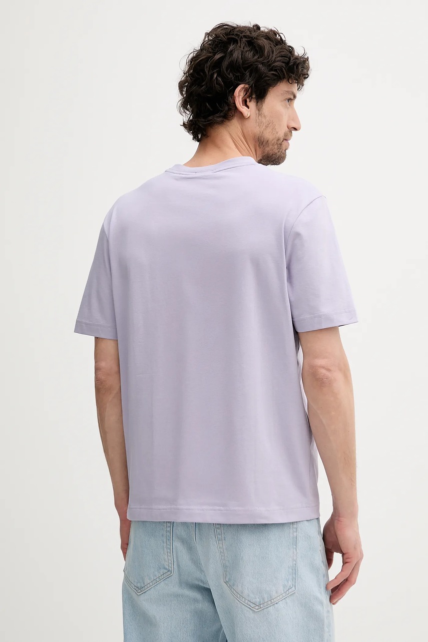 Футболка BOSS BOSS ORANGE мужская цвет фиолетовый с принтом 50473278