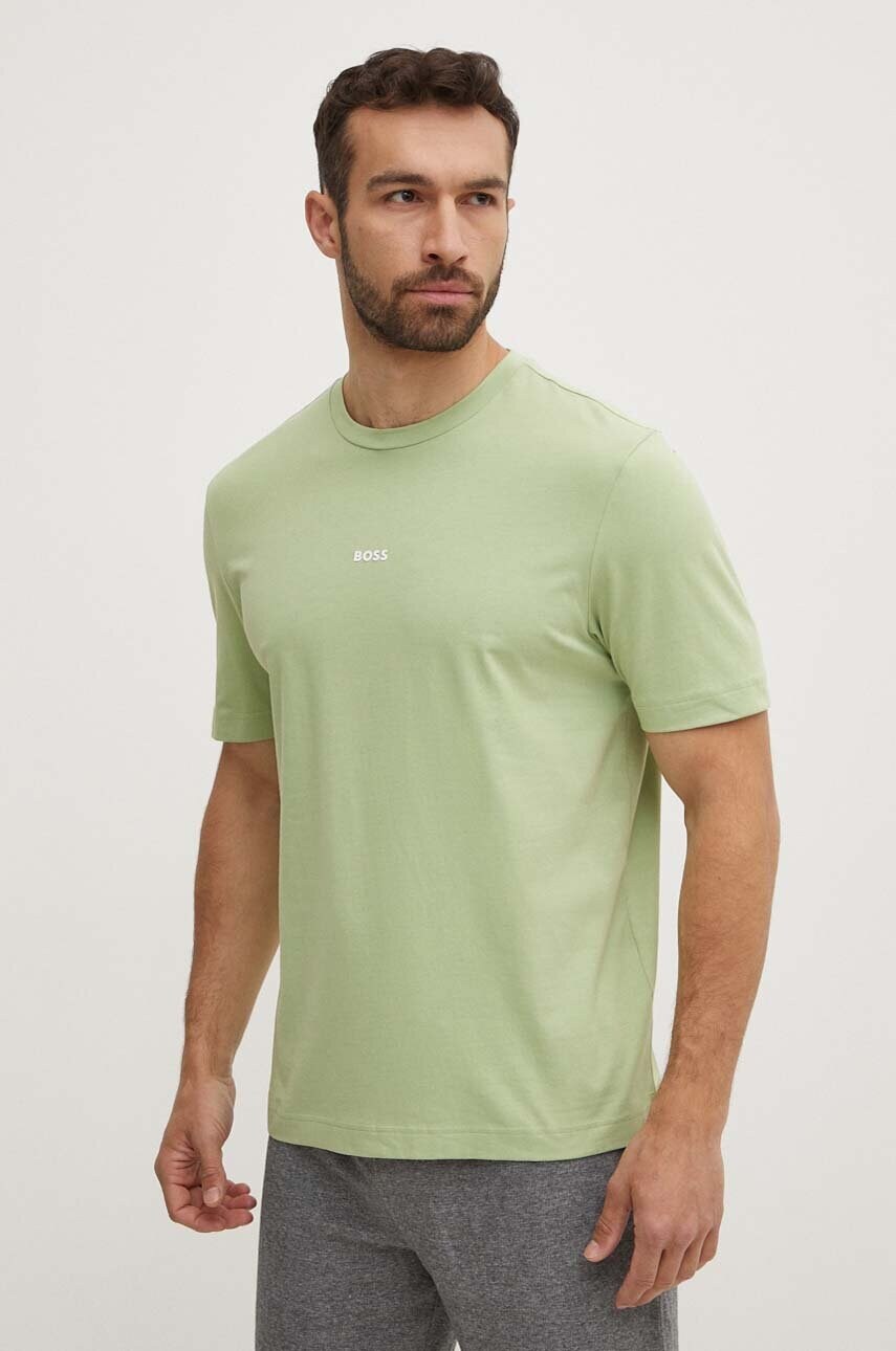 BOSS tricou BOSS ORANGE barbati, culoarea verde, cu imprimeu, 50473278
