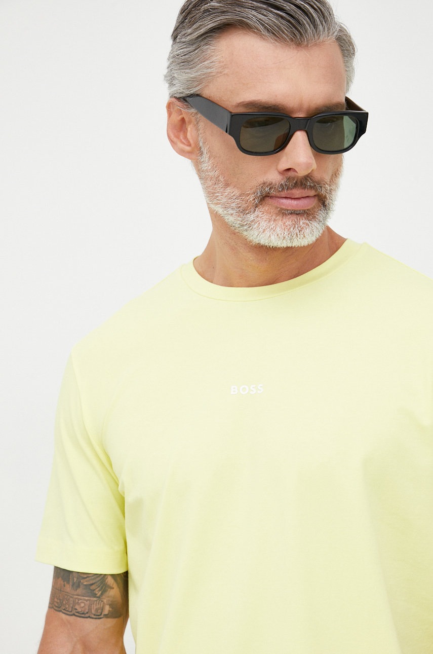 

Футболка BOSS Boss Casual чоловіча колір жовтий однотонна