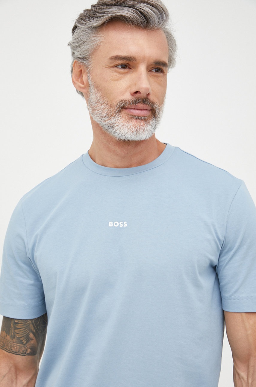 

Тениска BOSS Boss Casual с изчистен дизайн, Син